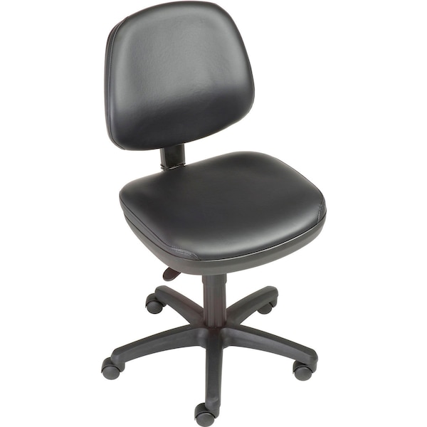 Antimicrobial Office Chair, Armless, Synthetic Leather, Black